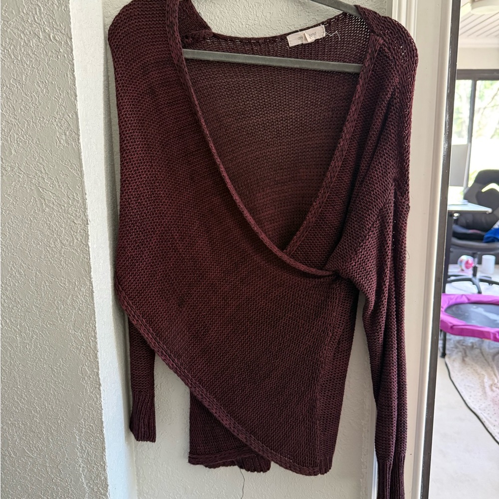 Elegant Burgundy Wrap Sweater